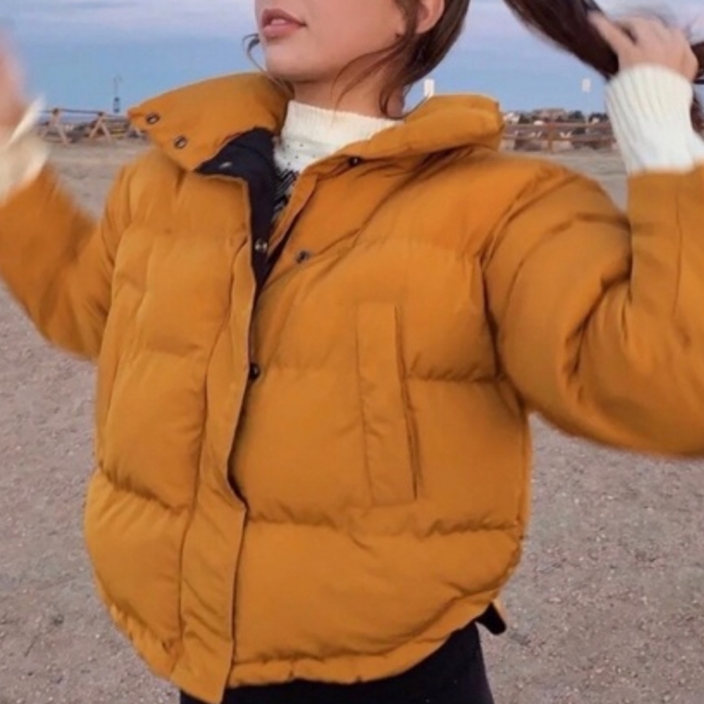 Puffy yellow poppy jacket